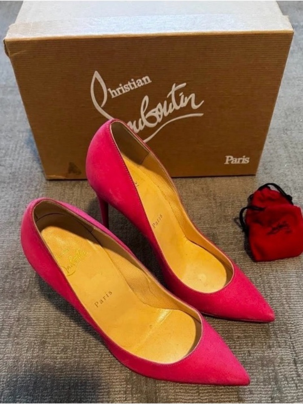 Christian Louboutin Hot Pink Suede Pointed-Toe Stilettos